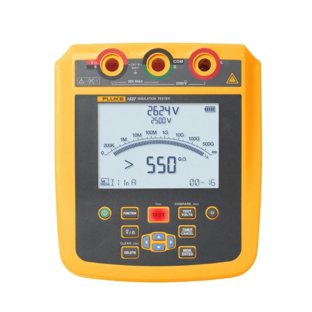[FLUKE-1535] Comprobador De Resistencia De Aislamiento Megohmetro 250-2500V Cat Iv 600 V 500Gohmios 2Ma Pantalla 73.5X104Mm Fluke 5592398
