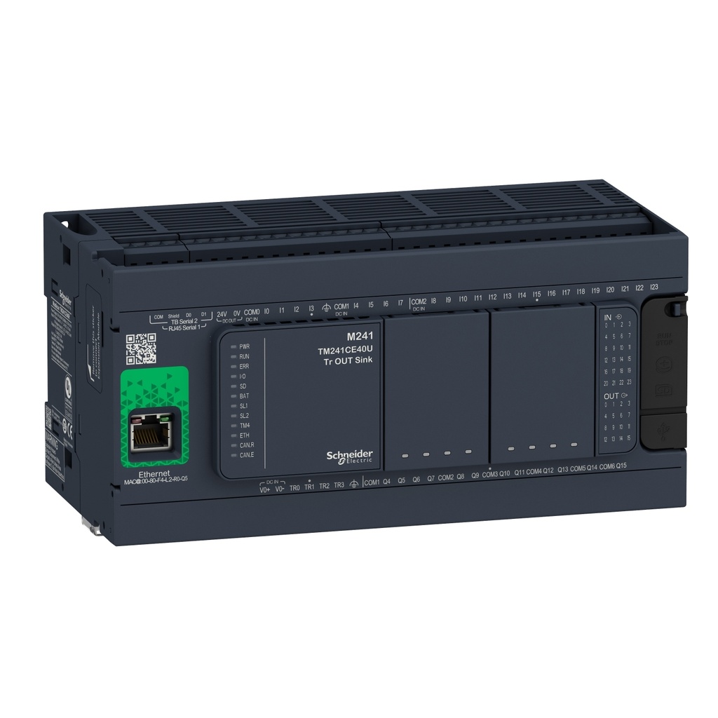 Controlador Logico 24 Entradas Discretas 8 Rapidas Rele Ethernet 24Vdc Modicom M241 Alimentacion 100-240Vac Schneider