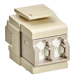 [41086-MLI] Acople Enfrentador Fibra Lc Multimodo 2 Hilos Con Tapa Guardapolvo Quikcport Marfil Leviton