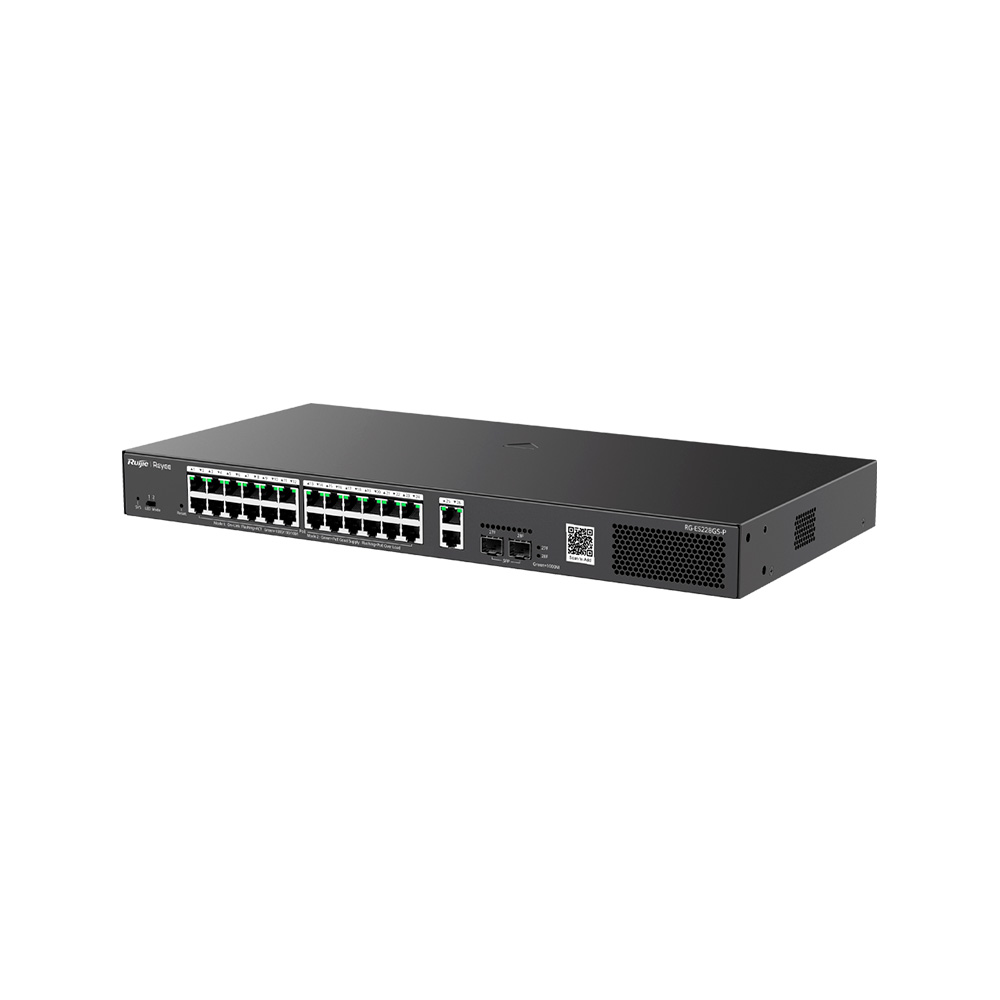 [RG-ES228GS-P] Switch 24 Puertos Rj45 Poe+ 370W + 2 Puertos Rj45 + 2 Puertos Sfp 1Gpbs Tasa 41.664Mpps Administrable Nube Ruijie