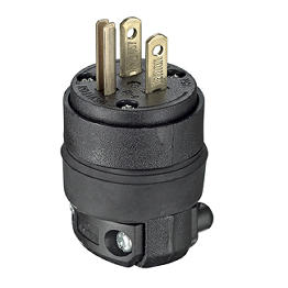 Clavija 15A 125V 1F+N+T Pvc Goma Negro 5-15P Leviton