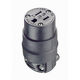 Toma Aerea 15A 125V 1F+N+T Polo Tierra Goma Negro Leviton