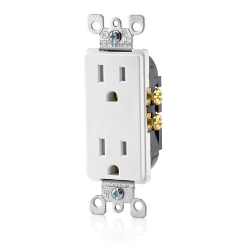 Toma Doble 15A 125Vac 1F+N+T Decora Tamper Resistant Nema 5-15R Blanca Leviton
