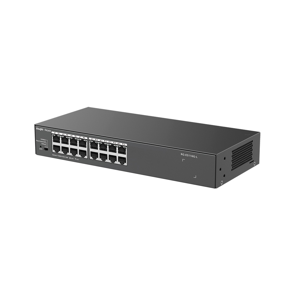 [RG-ES116G-L] Switch 16 Puertos Red 1Gpbs Tasa 23.81Mpps No Administrable Ruijie