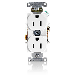 Toma 15A 125V 1F+N+T Doble Polo Tierra Blanco Grado Industrial Leviton