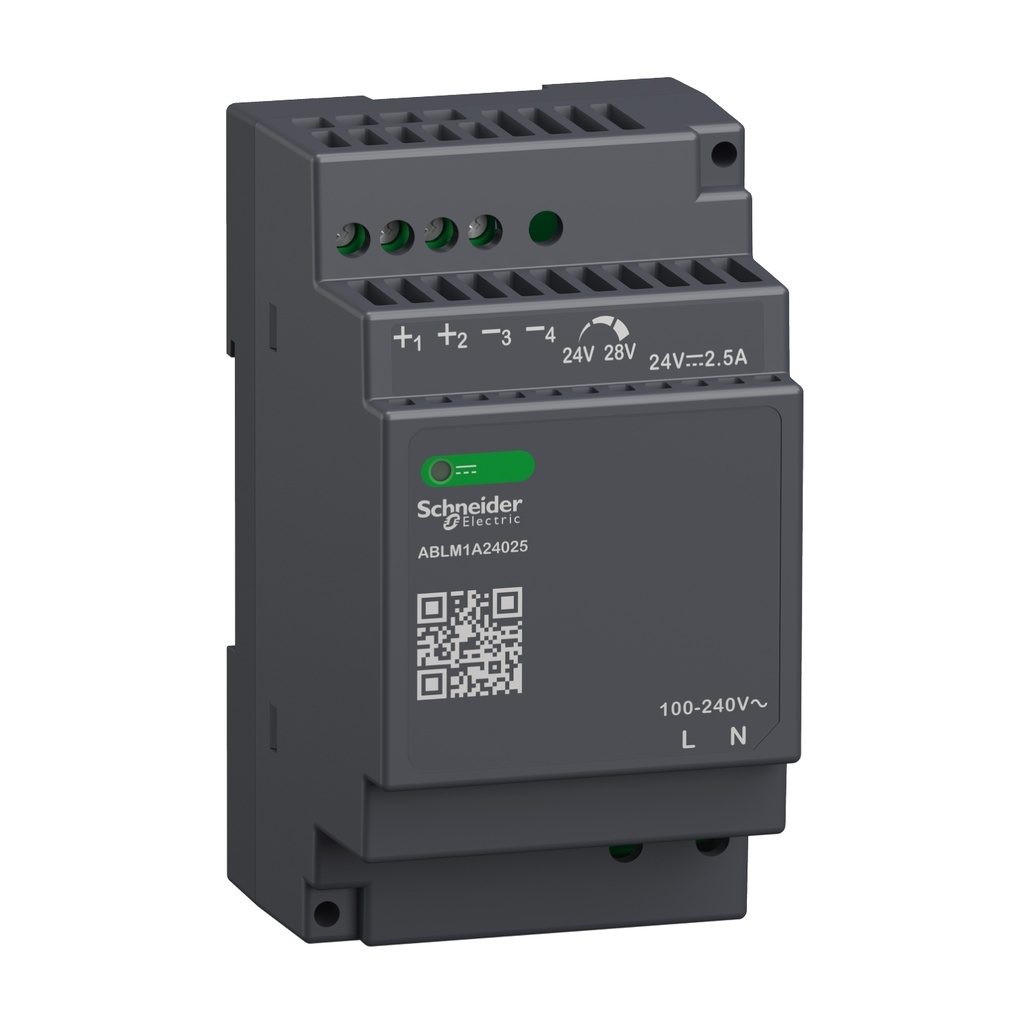 Fuente Regulada 2.5A 24Vdc 60W Entrada 100-240Vac Montaje Riel Din Schneider