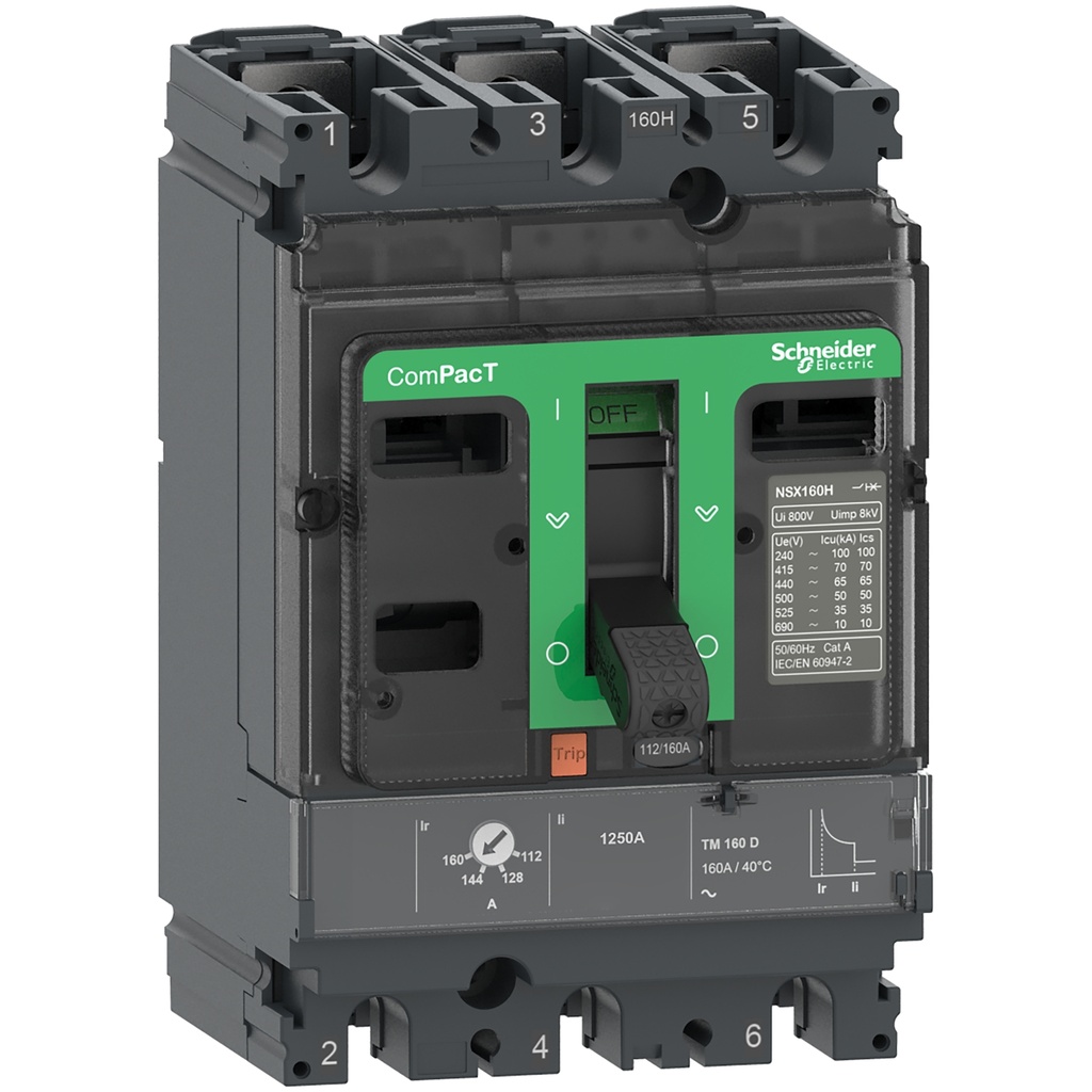 Interruptor Automatico Compact Nsx160H Tmd80 Regulable 56-80 A 3P3D Schneider