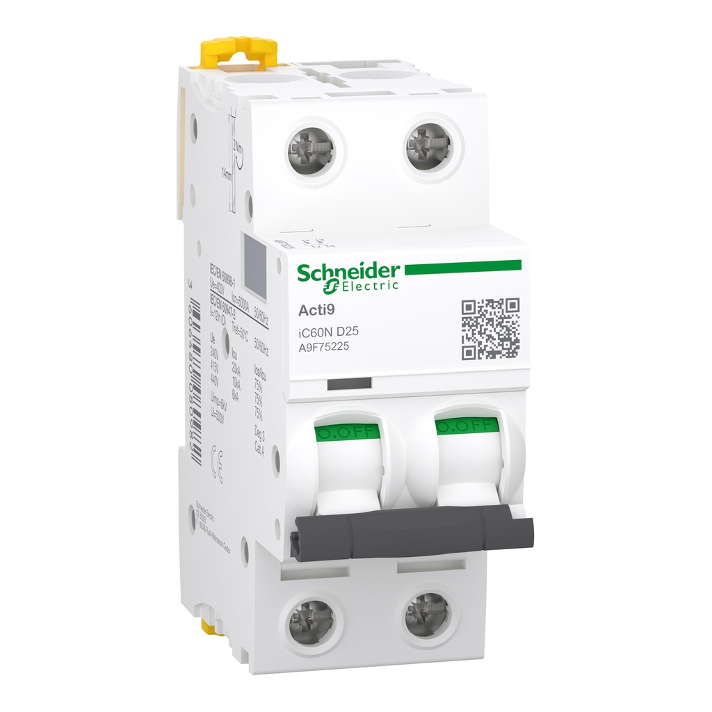 Interruptor Termomagnetico Riel Acti 9 Ic60N 2P 25 A D Curve 6 Ka (Iec 60898-1) 20 Ka (Iec 60947-2)