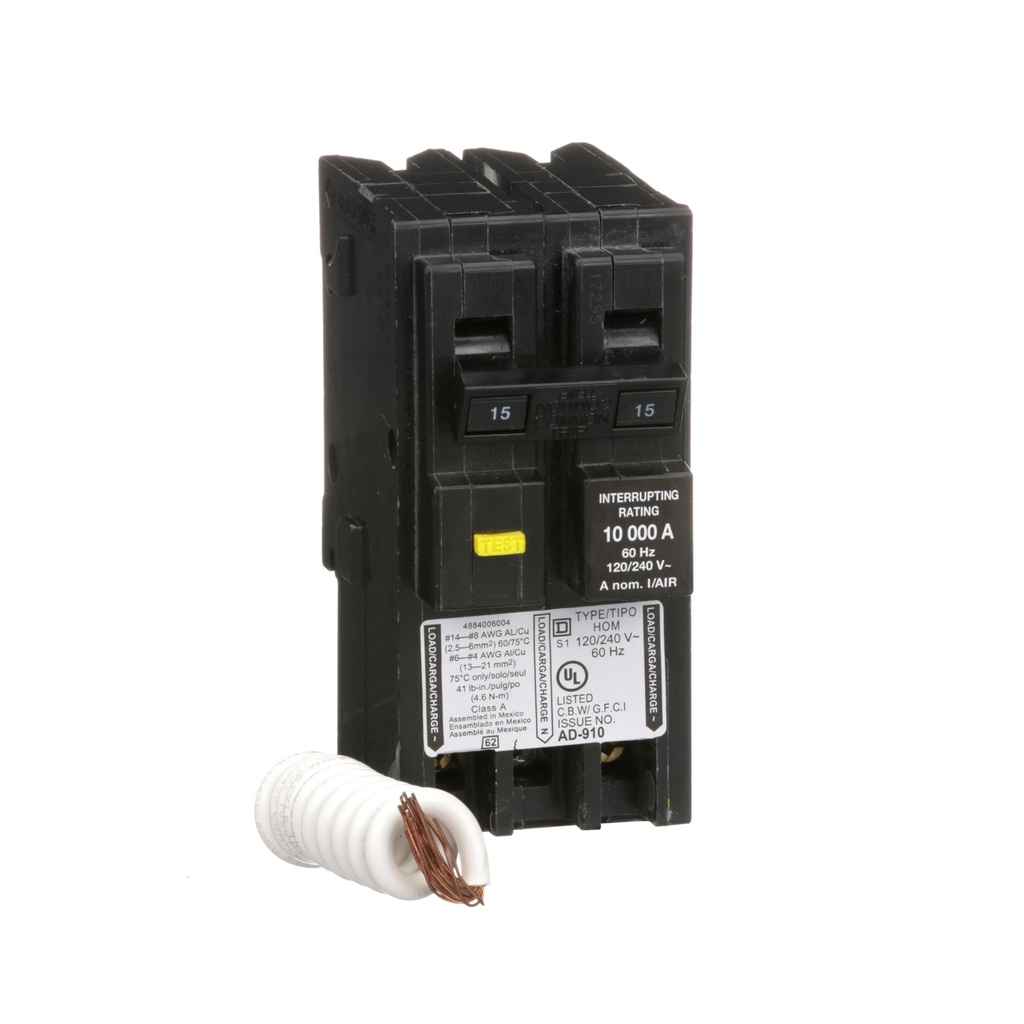Taco Enchufable Homeline 15A 2 Polos 120/240 Vac 10Ka Gfci 6Ma Schneider