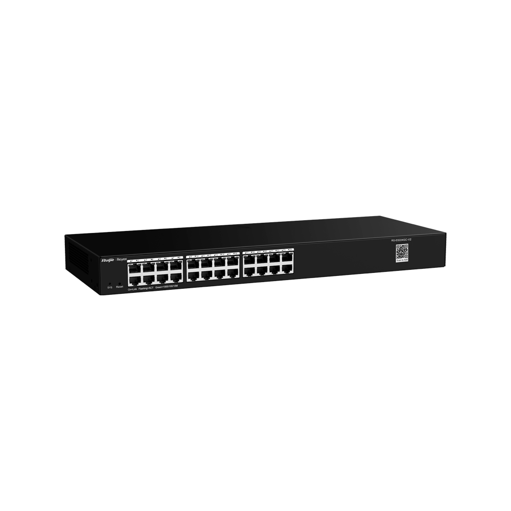 [RG-ES224GC-V2] Switch Gigabit De 24 Puertos, 24 Puertos Gigabit Rj45, Carcasa De Acero Ruijie