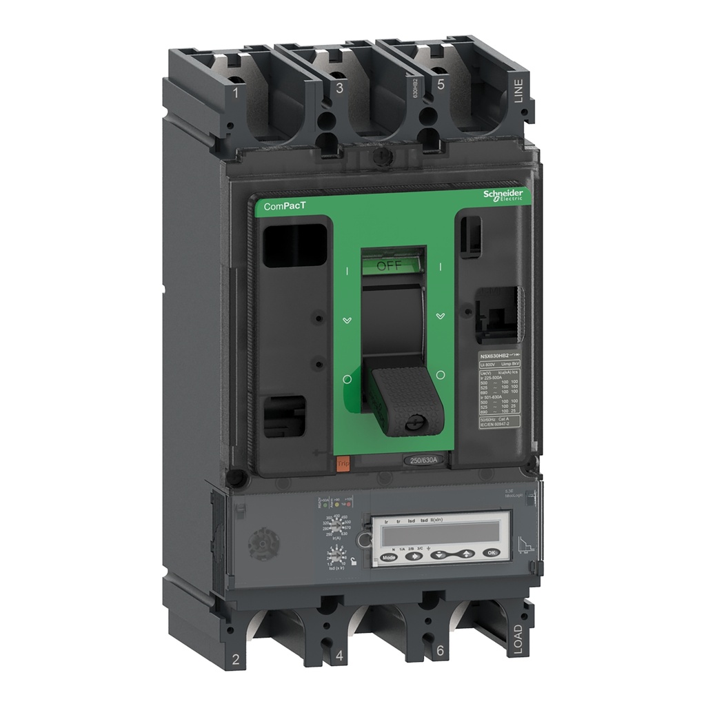 Interruptor Automatico Compact Nsx630Hb2 Micrologic 5.3 E 630A 3P3D Schneider