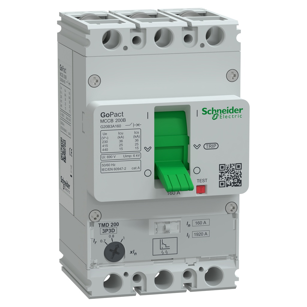 Interruptor Regulable 112-160A 3P 415Vac Gopact 36Ka A 220V Y 25Ka A 415V Schneider