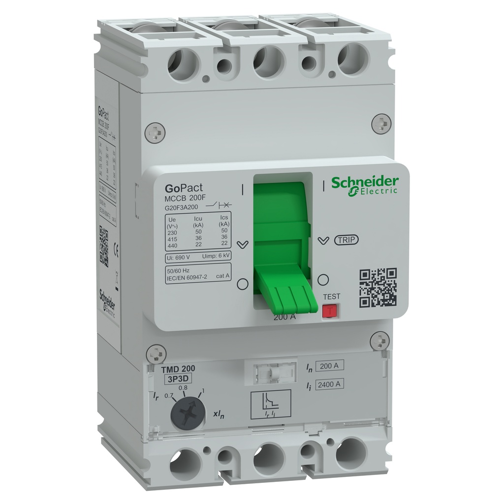 Interruptor Regulable 140-200A 3P 415Vac Gopact 50Ka A 220V Y 36Ka A 415V Schneider