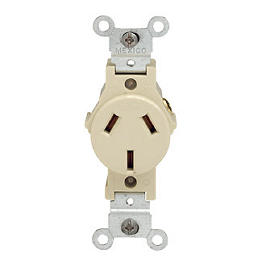 [5032-I] Toma 20A 125/250V 3P Sencillo Marfil Grado Comercial Nema 10-20R Leviton 5032-I