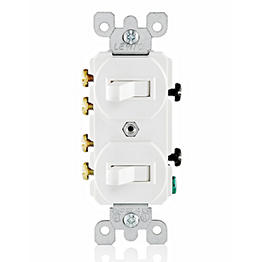 [5243-W] Interruptor Doble 3 Vias 15A 120/277V Palanca Sin Conexión A Tierra Grado Comercial Blanco Leviton
