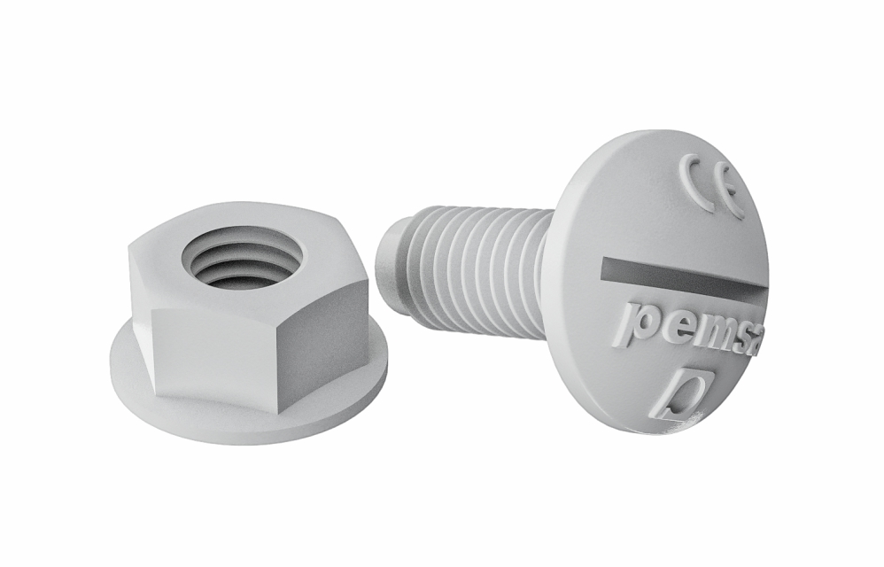 [81000298] Kit Tornillo Tuerca Din603 M8 Para Union Bandeja Plastico Pvc Gris Metatray Pemsa 81000298