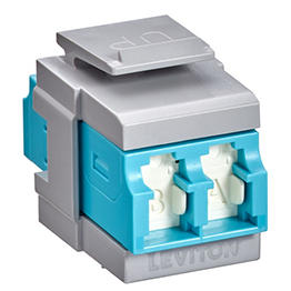 [41086-LLG] Adaptador Duplex Lc-Lc Lomm Quickport Aguamarina/Gris Obturador 10G Leviton