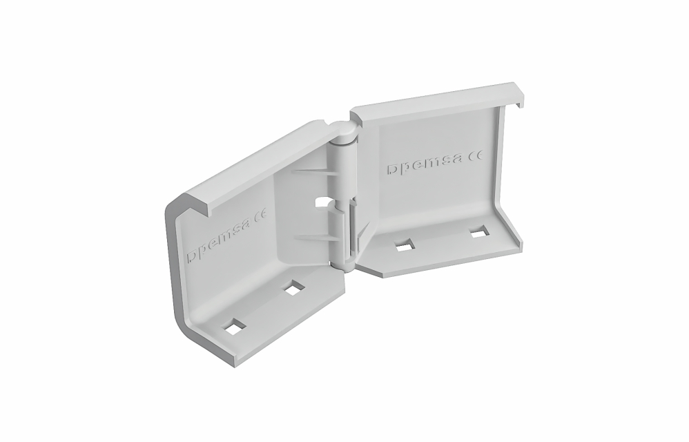 [81000283] Union Bandeja Bisagra Para Curva Horizontal Alto 100Mm Plastico Pvc Gris Metatray Pemsa