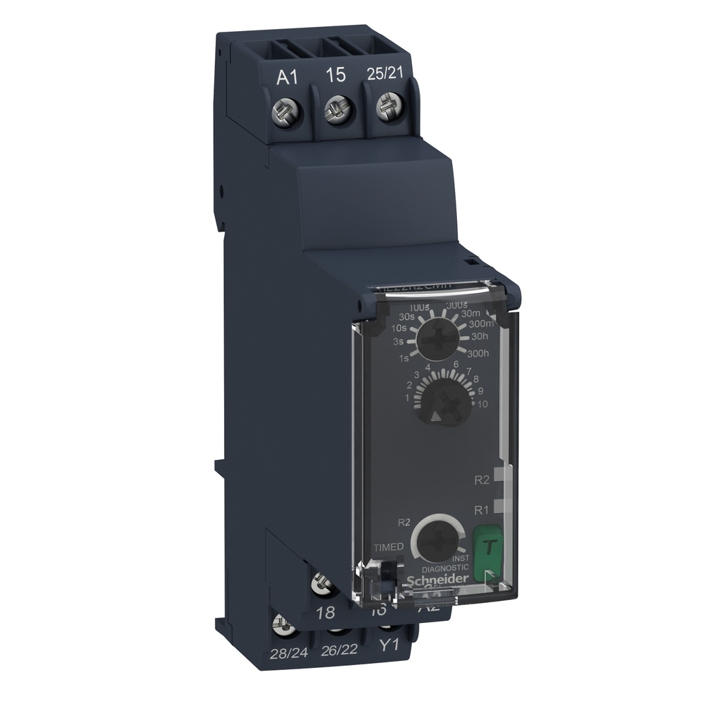 [RE22R2CMR] Rele Temporizador Multifuncion 24-240Vac/Vdc 8A 0.05 Segundos A 300 Horas 2Co Schneider
