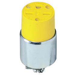 [615CA] Toma 15A 250V 2P+T Aerea Polo Tierra Pvc Reforzado Acero Amarilla 6-15R Leviton