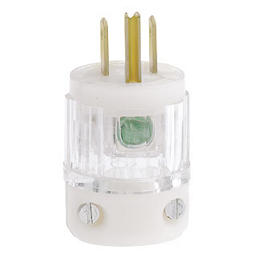 [8215-CT] Clavija 15A 125V 2P+T Aerea Polo Tierra Nylon Transparrente Grado Hospitalario 5-15P Leviton