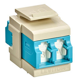 [41086-LLI] Adaptador Duplex Lc-Lc Lomm Quickport Aguamarina/Marfil Obturador 10G Leviton