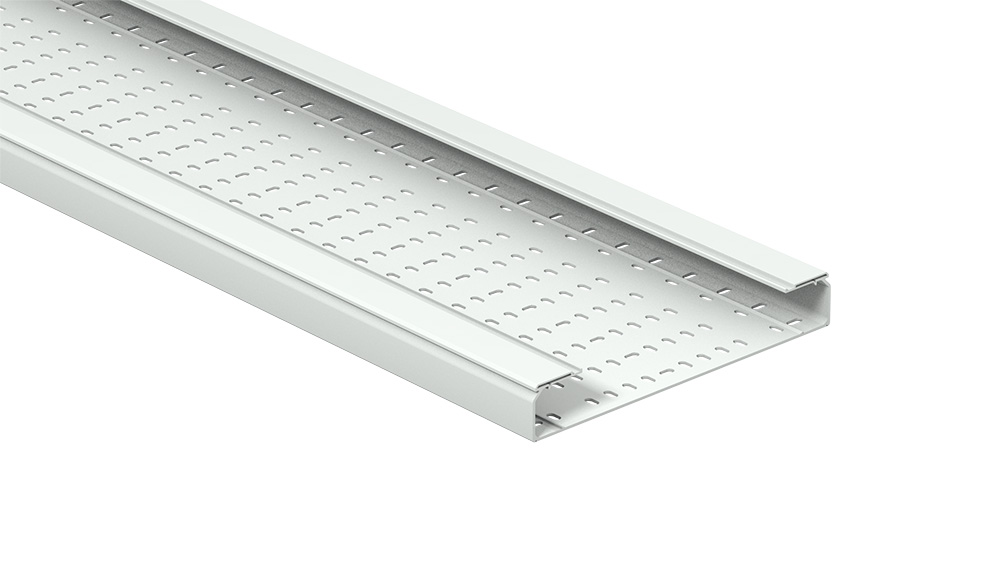 Bandeja Portacable Perforado 60X400Mm Plastico Pvc Gris Sin Tapa X 3Mts Metatray Pemsa