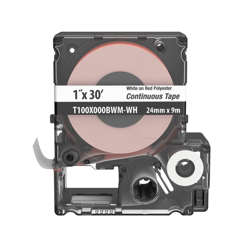 [T100X000BWM-WH] Cartucho Cinta Continua P/Mp300 Mp100 25.4Mm X 9.1 Mts Letra Blanco Sobre Rojo Poliester Panduit