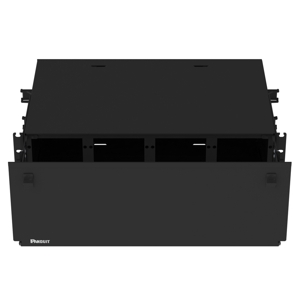 [FRE4UBL] Bandeja Fibra 4Ru Deslizable P/16 Placas Con Acceso Frontal Negra Panduit