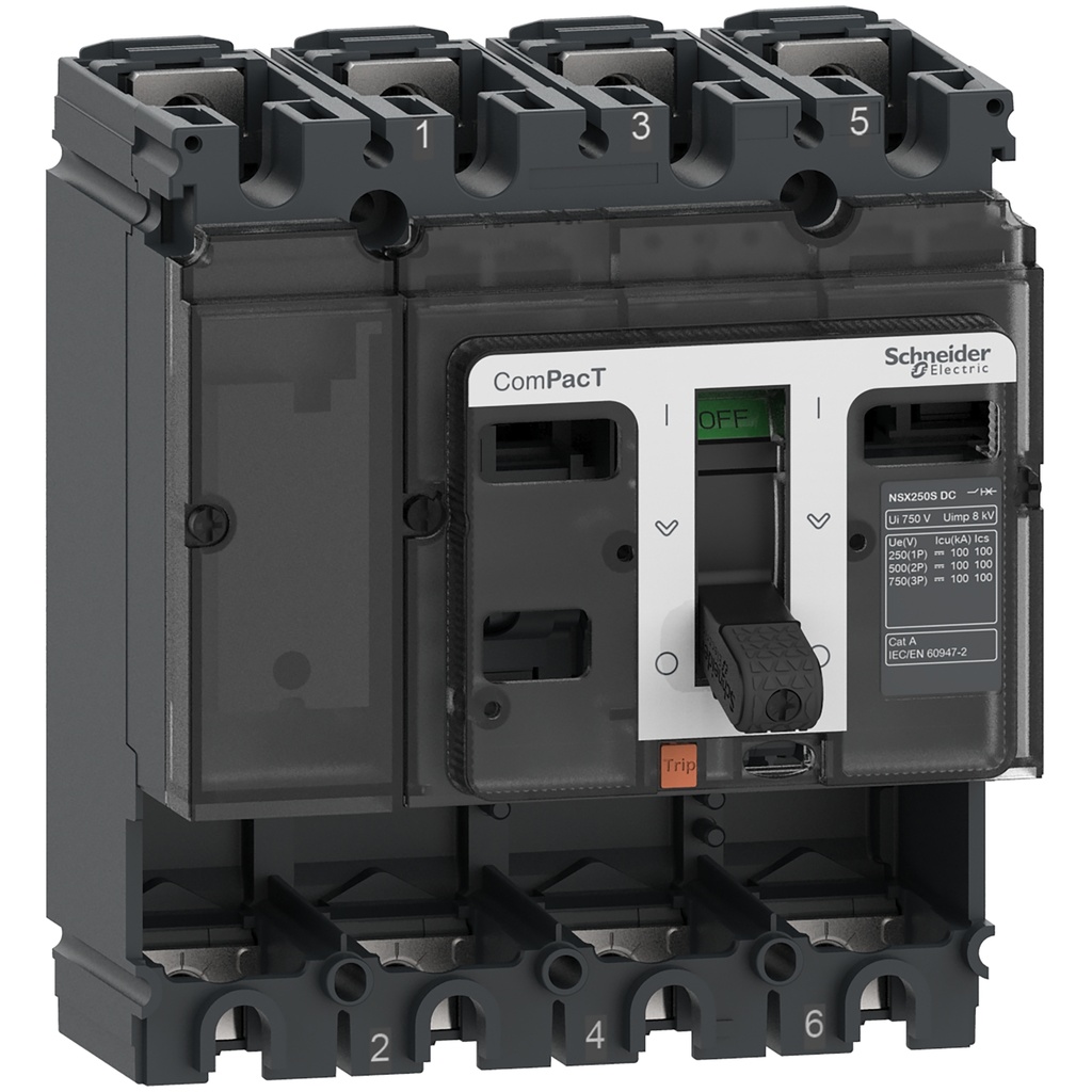 Interruptor 250A Nsx250F Dc 36Ka A 750Vdc Sin Unidad De Disparo Compact Schneider