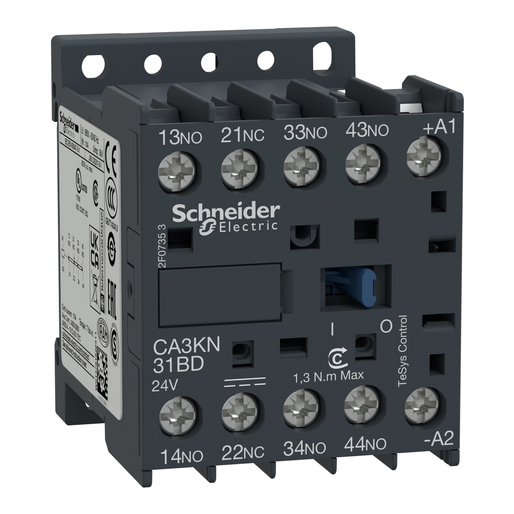 Contactor Auxiliar 3Na+1Nc 10A Bobina 24Vdc Tesys K Ac-15 Dc-13 Schneider