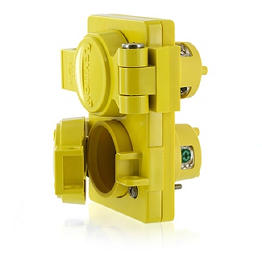 [80W47-D] Toma Doble 15A 1250V 2P+T Nema 5-15R Ip66 Amarillo Wetguard Leviton