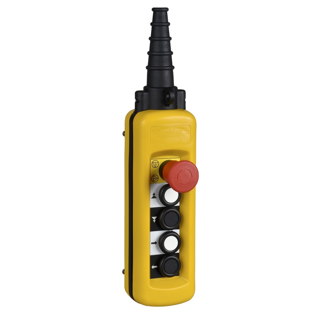 [XACA4913] Estacion Colgante 4 Pulsadores 1 Parada De Emergencia Control De Elvador 2 Niveles Amarillo Ip65 Ik08 Schneider