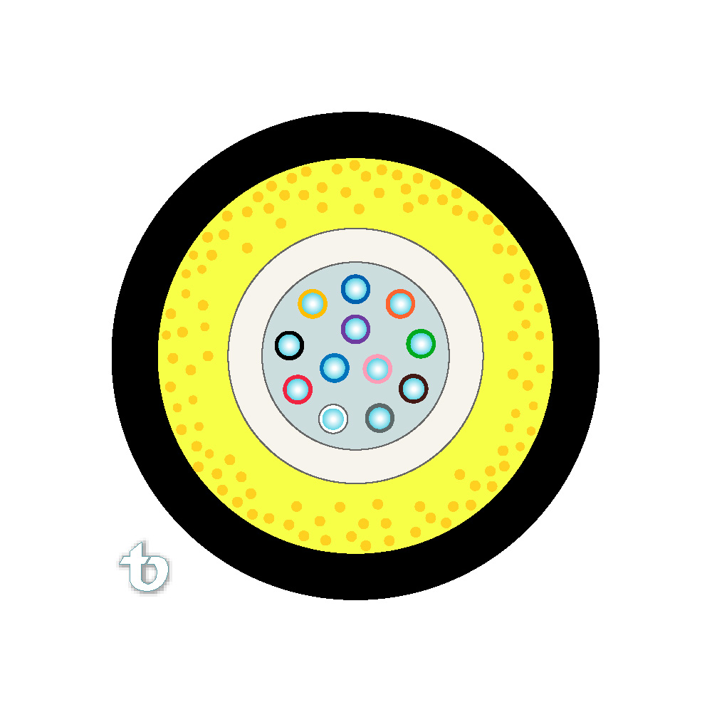 [F902401J5B] Fibra Optica Monomodo G.562D 24 Hilos Loose Tube Armada Dielectrica Anti Roedores Enterramiento Directo Exterior 70°C Negra Teldor