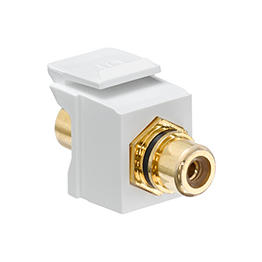 Acople Quickport Conector Rca Enchapado En Oro Cubierta Blanca Leviton