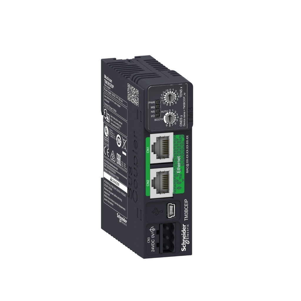 Modulo Acoplador De Entradas Y Salidas Distribuidas Ethernte Ip / Modbus Tcp Para Controladores Logicos Modicon M221, M241, M251 Y M262 Modicon Tm3 Schneider