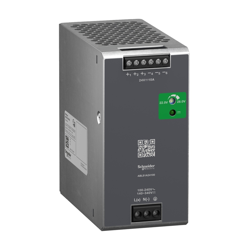 [ABLS1A24100] Drp-240-24 Fuente Alimentación Ent 85Vac A 264Vac / 120Vdc A 370Vdc Sal 10Amp 24Vdc 240W, Carril Din Schneider