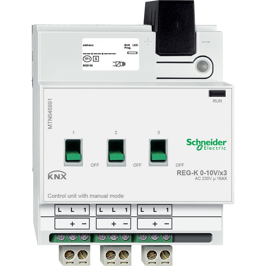 [MTN646991] Unidad De Control Actuador Regulador Sistema De Bus Manual Alimentacion 100-240Vac 0.12-100Ma 3 Salidas Analogicas En Tension 1-10V Knx Schneider
