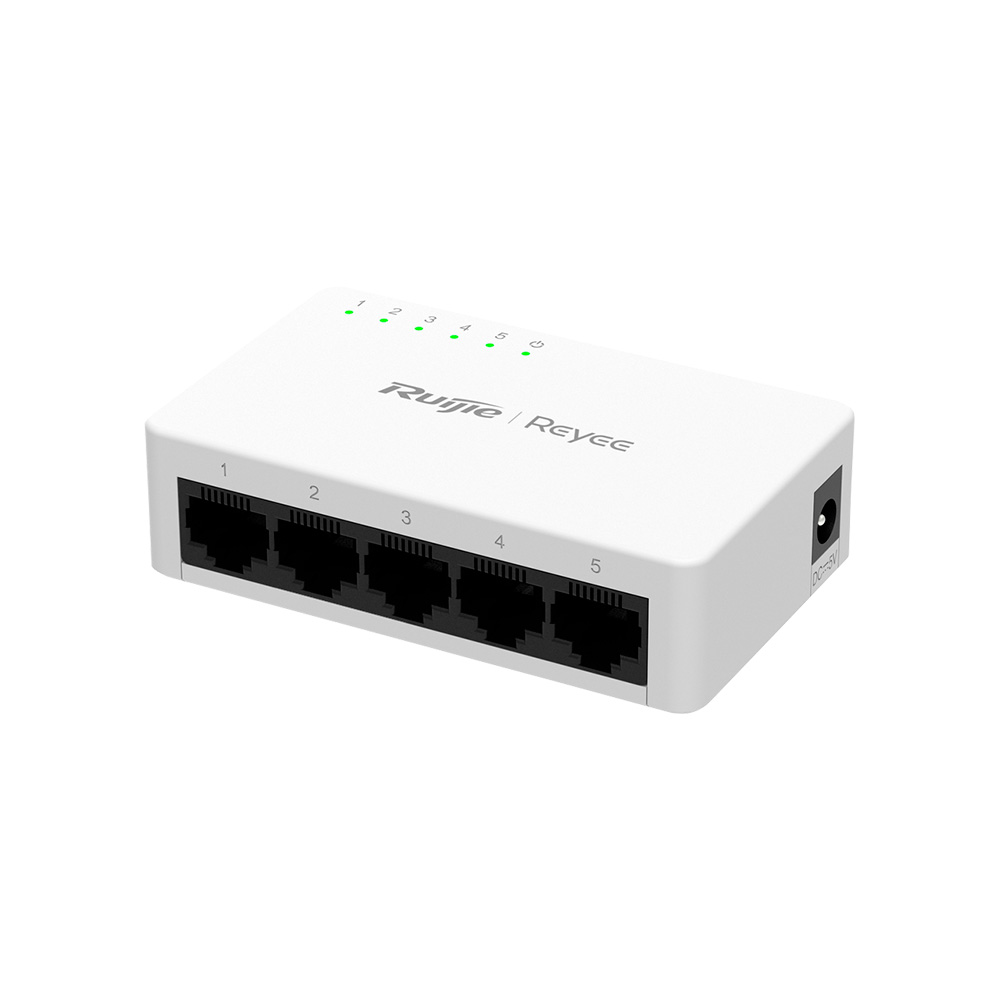 Switch 5 Puertos 1Gbps No Administrable De Escritorio Plastico Ruijie