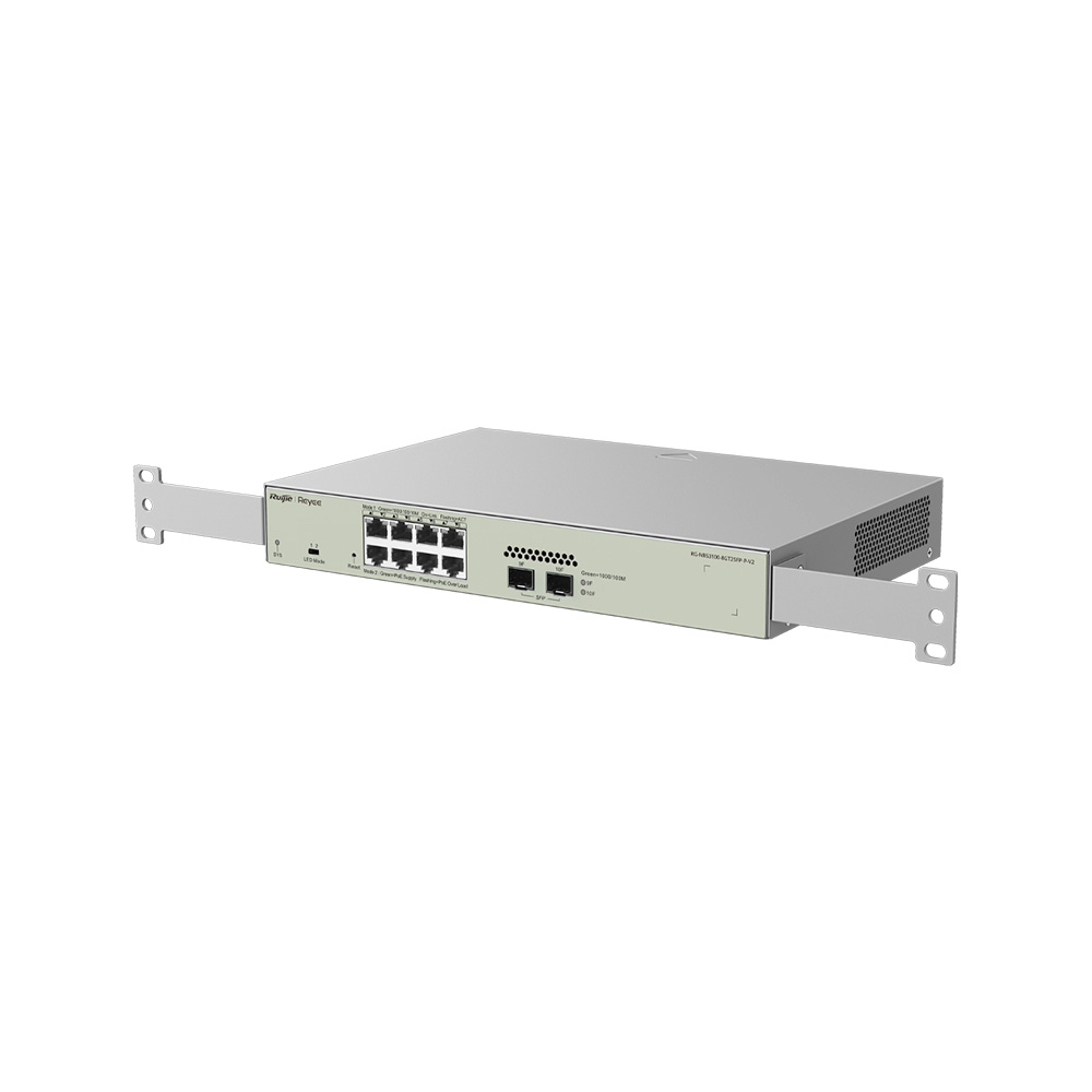 [RG-NBS3100-8GT2SFP-P-V2] Switch / Suiche 8 Puertos Poe+ 125W 1Gpbs + 2 Puertos Sfp 1Gbps Capa 2 Tasa 14.88Mbps 1Ru Administrable Nube Ruijie