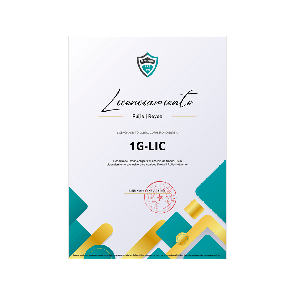 [RG-WALL 1600-Z5100-S-1G-LIC] Licencia Aumento De Rendimiento 1Gbps Para Rg-Wall 1600-Z5100-S Ruijie