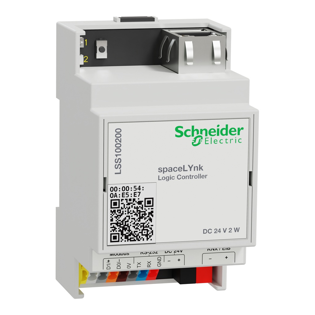 [LSS100200] Controlador Logico Alimentacion 24Vdc 2W Puerto Modbus / Io /Bacnet / Knx Puerto Ethernet 10Base-T/100Base-Tx Interfaz Fisica Rj45 / Rs485 / Rs232 / Tp-Uart2 Spacelynk Knx Schneider