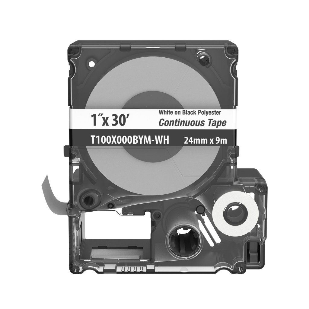 [T100X000BYM-WH] Cartucho Cinta Continua P/Mp300 Mp100 25.4Mm X 9.1 Mts Letra Blanco Sobre Negro Panduit