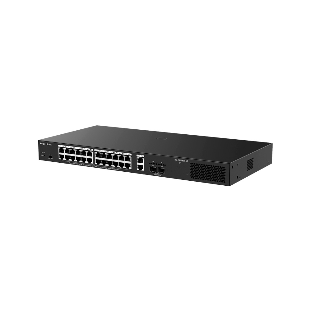 [RG-ES228GS-LP] Switch 24 Puertos Rj45 Poe+ 250W + 2 Puertos Rj45 + 2 Puertos Sfp 1Gpbs Administrable Nube Ruijie