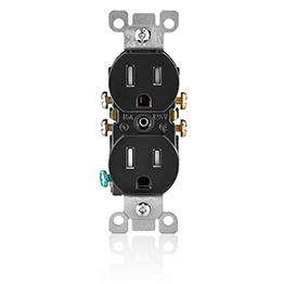 Toma 15A 125V Doble Polo Tierra Tamper Resistant Negra Leviton Sin Tapa