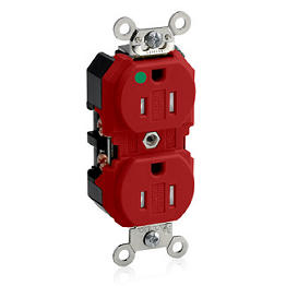 Toma 15A 125V 1F+N+T Tamper Resistant Grado Hospitalario Leviton Roja