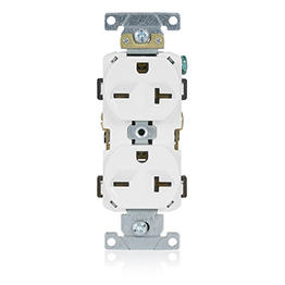 [5822-W] Toma 20A 250V 2P+T Doble Polo Tierra Pata Trabada Grado Comercial Blanca Nema 620R Leviton