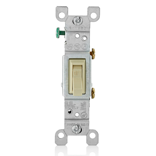 [1451-2I] Interruptor Palanca 15A 120V Sencillo Grado Residencial Marfil Beige Leviton