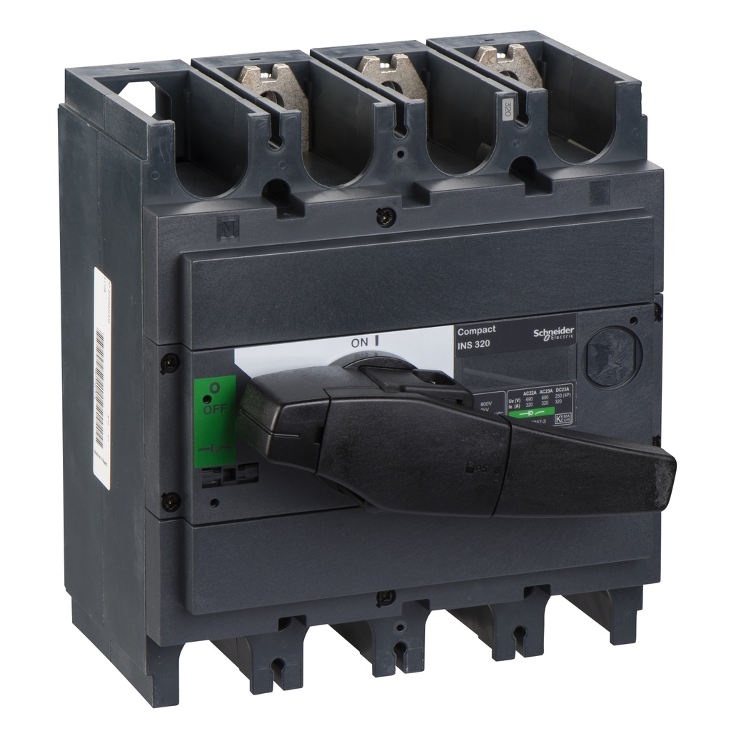 Interruptor Seccionador Manual 320A 3P 690Vac 125Vdc Maneta Rotativa Color Negro Montaje Fijo Placa Carril Compact Ins Schneider