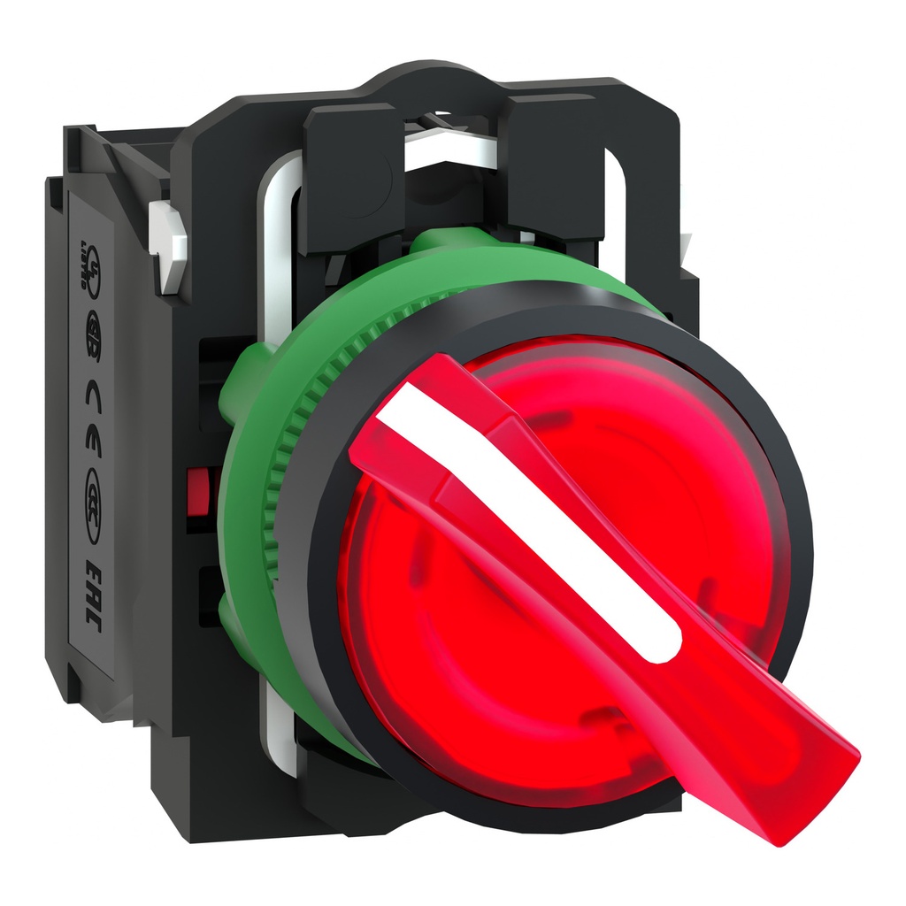 [XB5AK124M5] Selector Luminoso Rojo 2 Posiciones Fijas Modular Cuerpo Plastico Alimentacion 230V Ac - 240V Ac 1Na + 1Nc 22Mm Ip69 Ik04 Harmony Xb5 Schneider